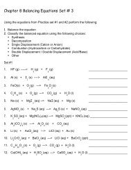 Chapter 8 Balancing Equations Set # 3