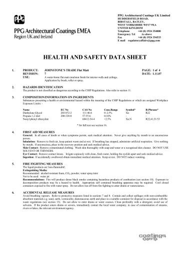 Health and Safety Datasheet - Decorating Warehouse