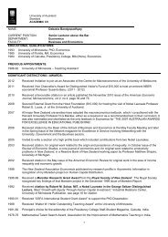 Short Curriculum Vitae - Economics - The University of Auckland