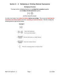 Section 8 – 2: Multiplying or Dividing Rational Expressions