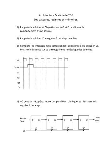 Architecture MatÃ©rielle TD6 Les bascules, registres et mÃ©moires.