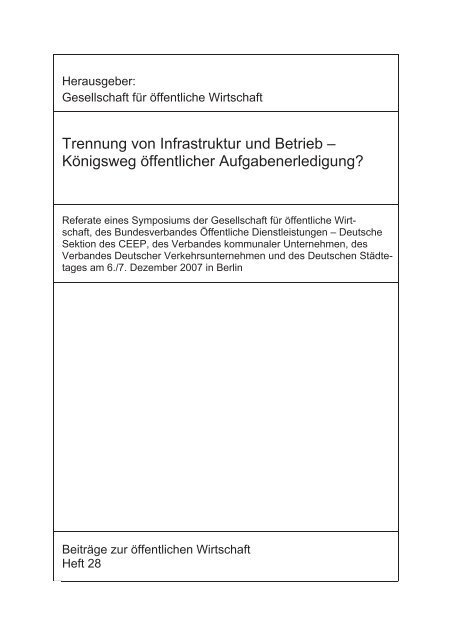 Trennung von Infrastruktur und Betrieb - Bundesverband Öffentliche ...