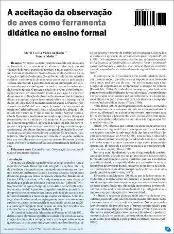 A aceitação da observação de aves como ferramenta didática no ...