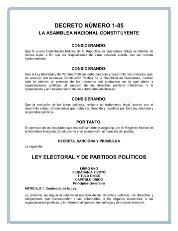 ley electoral y de partidos polÃ­ticos - Organismo Judicial