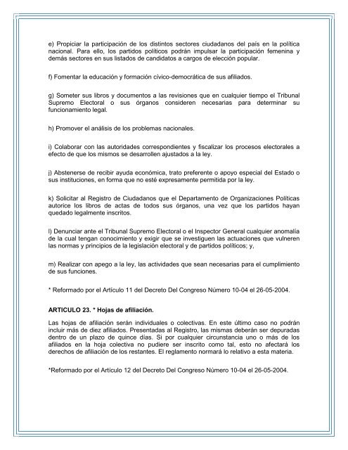 ley electoral y de partidos polÃ­ticos - Organismo Judicial