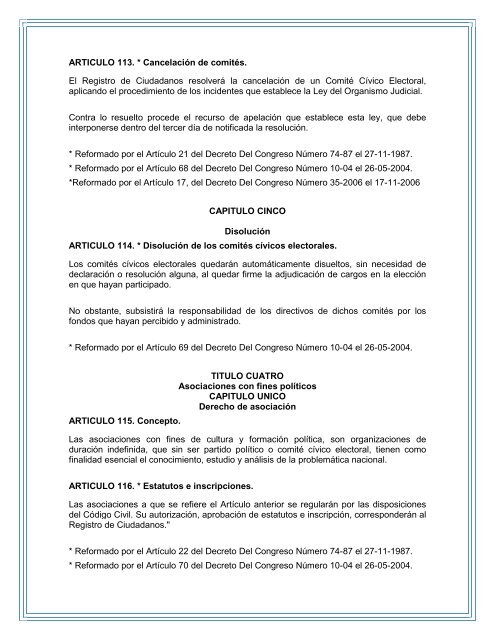 ley electoral y de partidos polÃ­ticos - Organismo Judicial