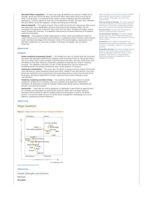 IBM Cognos TM1 Gartner Magic Quadrant for nexDimension