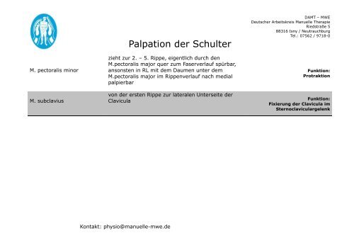 Palpation der Schulter - MWE Physio