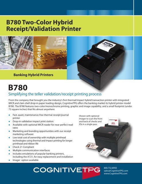 B780 Two-Color Hybrid Receipt/Validation Printer