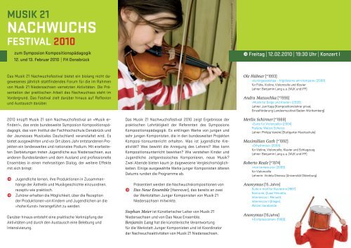 musik 21 nachwuchs festival 2010 - Musik 21 Niedersachsen 2008 ...