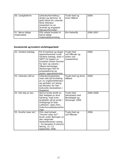 Ãrsmelding 2006 - Lesesenteret - Universitetet i Stavanger