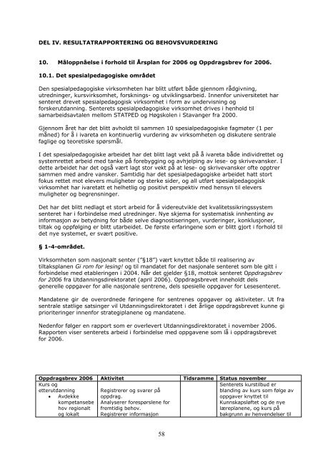 Ãrsmelding 2006 - Lesesenteret - Universitetet i Stavanger