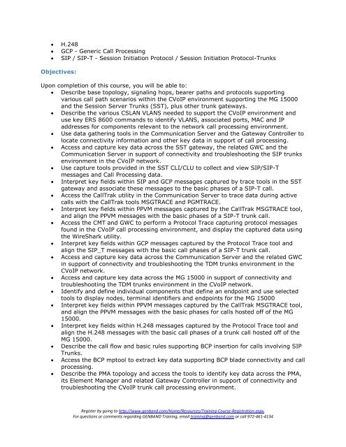 Call Control Curriculum Path - Genband