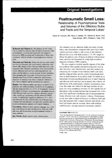 Posttraumatic Smell Loss: Relationship of ... - Neuroradiology