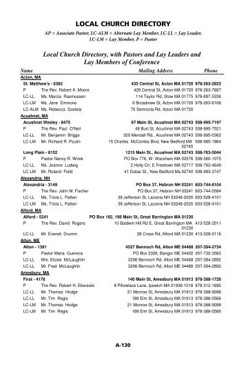 Local Church Directory - New England Conference