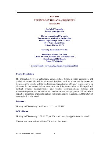Course Syllabus - Engineering and Computing - Florida ...