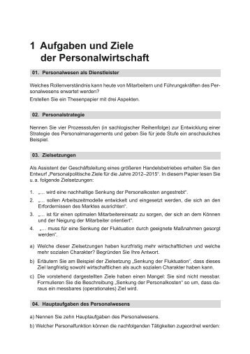 1 Aufgaben und Ziele der Personalwirtschaft