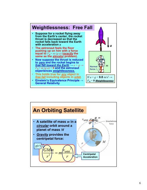 Gravity, Satellites, Apparent Weightlessness