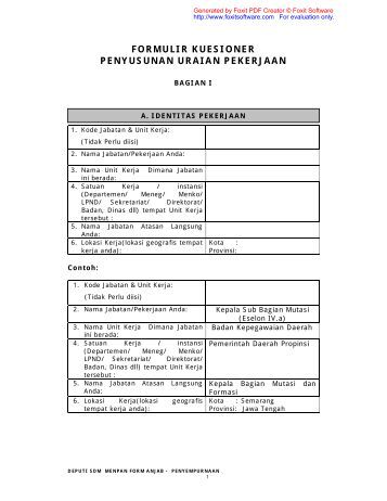 Contoh Formulir Uraian Pekerjaan - Contoh Yes