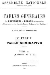TABLES GÃNÃRALES - DÃ©bats parlementaires de la 4e RÃ©publique