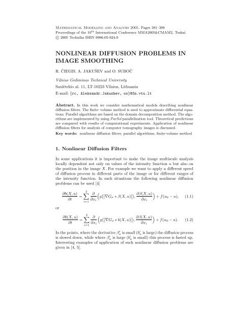 NONLINEAR DIFFUSION PROBLEMS IN IMAGE SMOOTHING