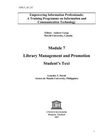 Module 7 - Library Management and Promotion - UNESCO Bangkok