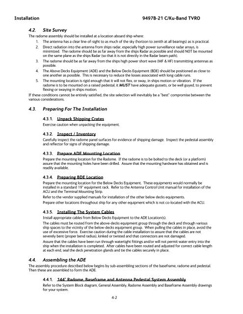 User Manual Dual C or Quad Ku Band TVRO Antenna (9497B-21)