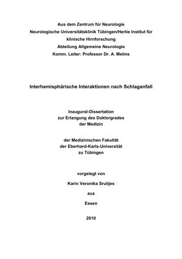 Interhemisphärische Interaktionen nach Schlaganfall