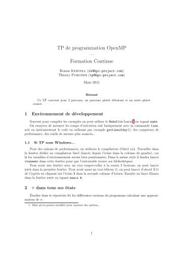 TP de programmation OpenMP — Formation Continue - Par4All