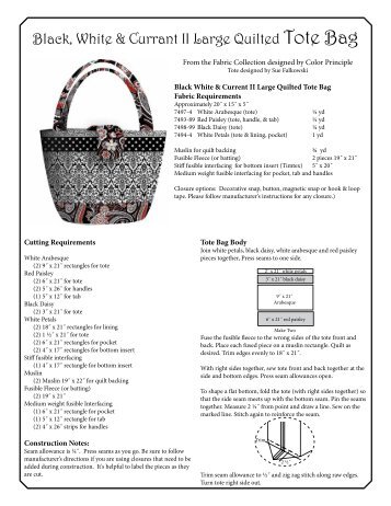 Black, White & Currant II Large Quilted Tote Bag - Henry Glass & Co