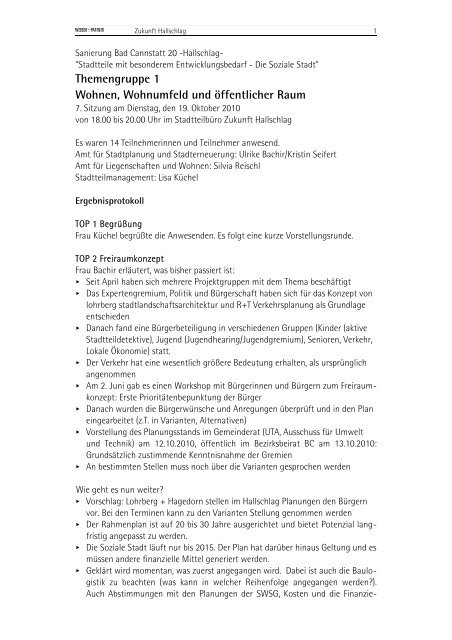 Protokoll des 7. Treffens am 19. Oktober 2010 (PDF) - Zukunft ...