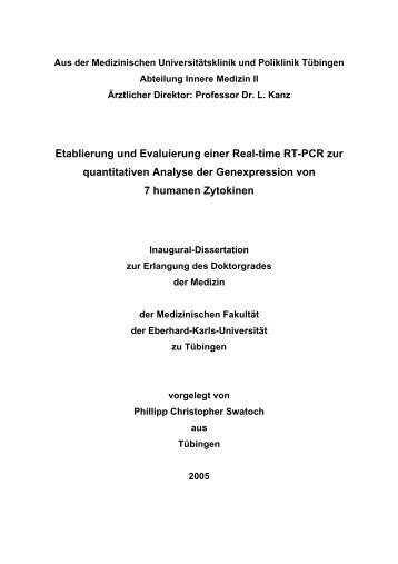 Etablierung und Evaluierung einer Real-time RT-PCR zur ...