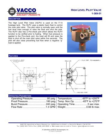 High Level Pilot Valve - Vacco