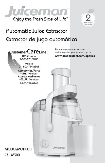 Automatic Juice Extractor Extractor de jugo automÃ¡tico - Applica Use 
