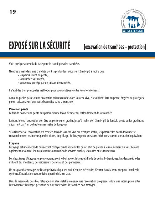 Excavation de tranchÃ©es â€“ protection - Travail sÃ©curitaire NB