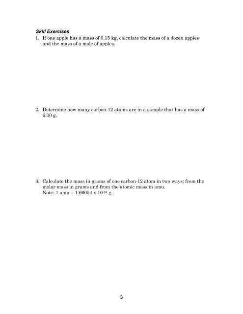 Mole and Molar Mass - PageOut