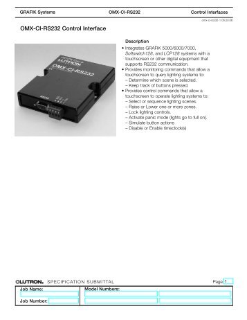 OMX-CI-RS232 Control Interface - Lutron