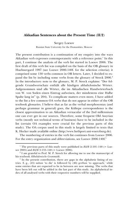 Akkadian Sentences about the Present Time (II/2)