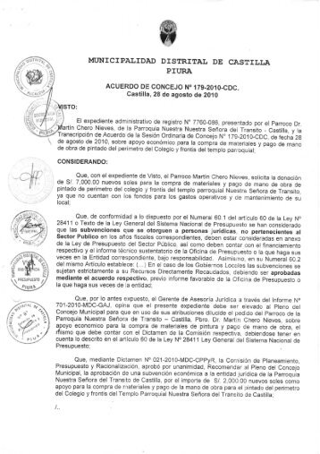 municipalidad distrital de castilla piura acuerdo de concejo nÂ°179 ...