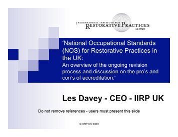 UK “National Occupational Standards for Restorative Practices” - IIRP