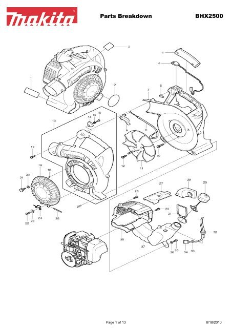 Parts Breakdown BHX2500 Makita