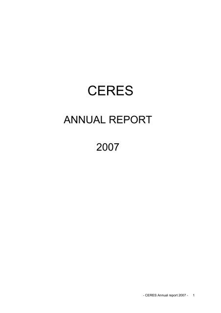 ANNUAL REPORT 2007 - Ceres - Universiteit Utrecht