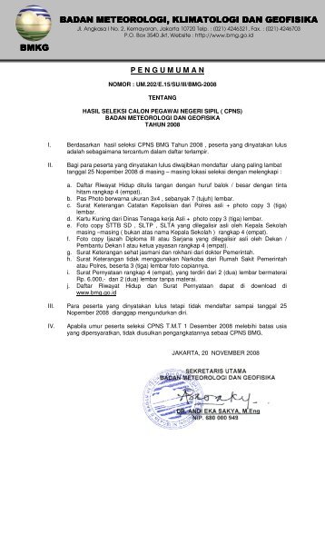 BADAN METEOROLOGI, KLIMATOLOGI DAN ... - BMG - BMKG