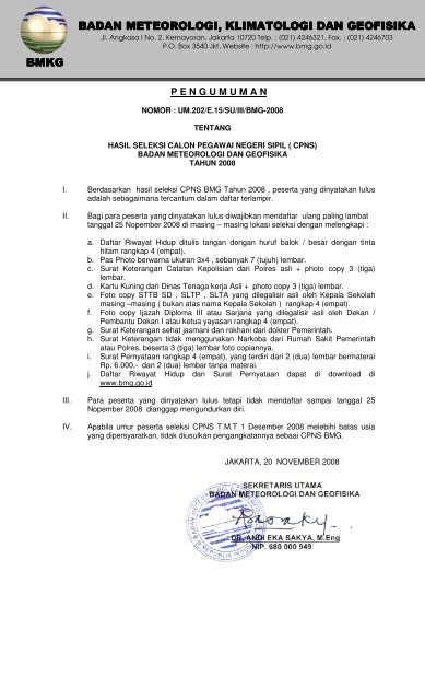 BADAN METEOROLOGI, KLIMATOLOGI DAN ... - BMG - BMKG