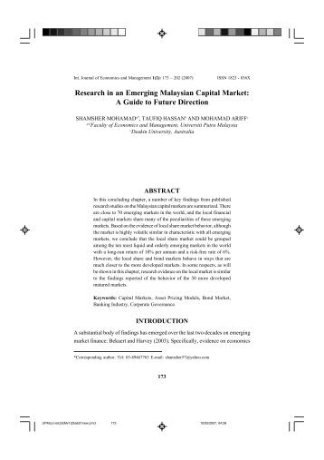 Research in an Emerging Malaysian Capital Market: A Guide to ...