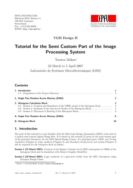 Tutorial for the Semi Custom Part of the Image Processing System