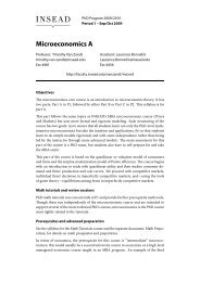 Microeconomics A - INSEAD - PhD Programme