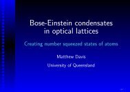 BEC in optical lattices - Physics - University of Queensland