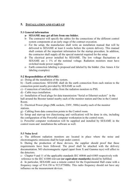 Technical specification - SESAME