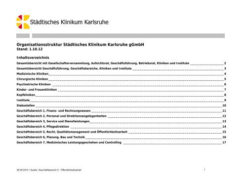 Organigramm Städtisches Klinikum Karlsruhe